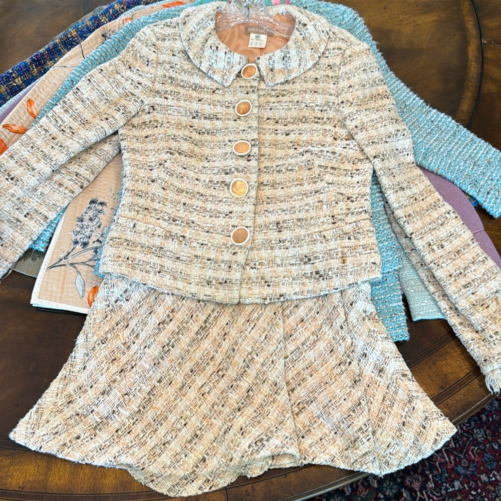 Luca Luca tweed suit jacket and skirt (44)l